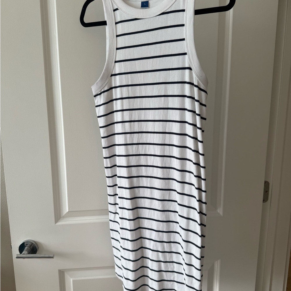 Old Navy Black and White Striped Midi Dress